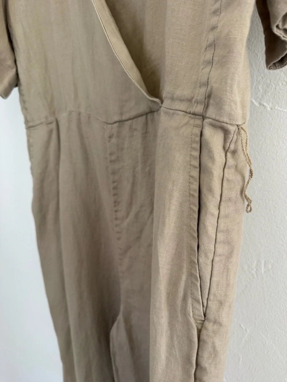 Everlane The Wrap Jumpsuit in European Flax Linen Coastal Wide Leg *NO BELT*